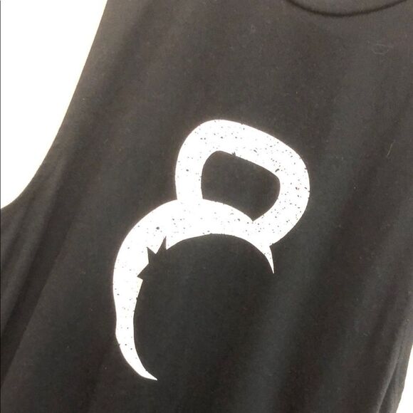 120. ZYIA Black Tank Top with White Graphic size medium - Picture 2 of 3